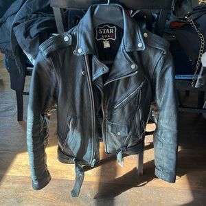Vintage motorcycle real leather jacket size 36 (small/medium)